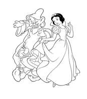 coloriage blanche neige danse avec les nains